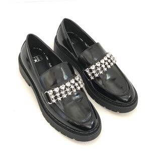 GIANNI BINI Alter Ego Loafers Rhinestone Lug Slip On Loafers Women’s Size 7.5